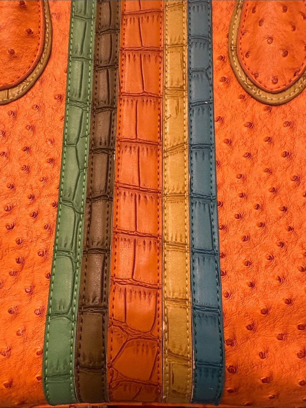 St. Barry PVC Orange Multicolor Textured Tote Bag - Picture 9 of 10